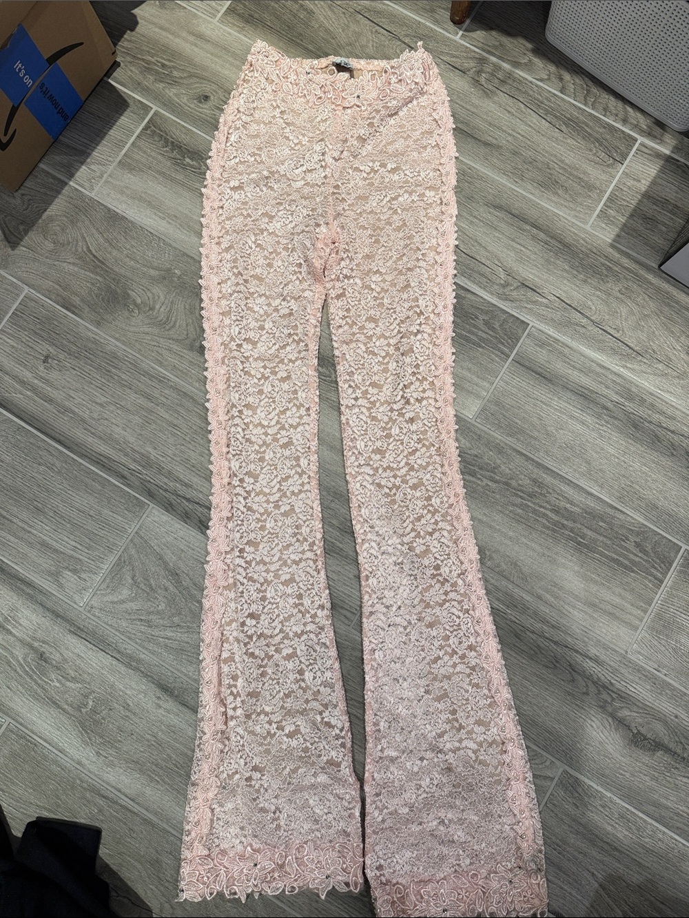 Boys Lie Pink Floral Lace Flare Pants